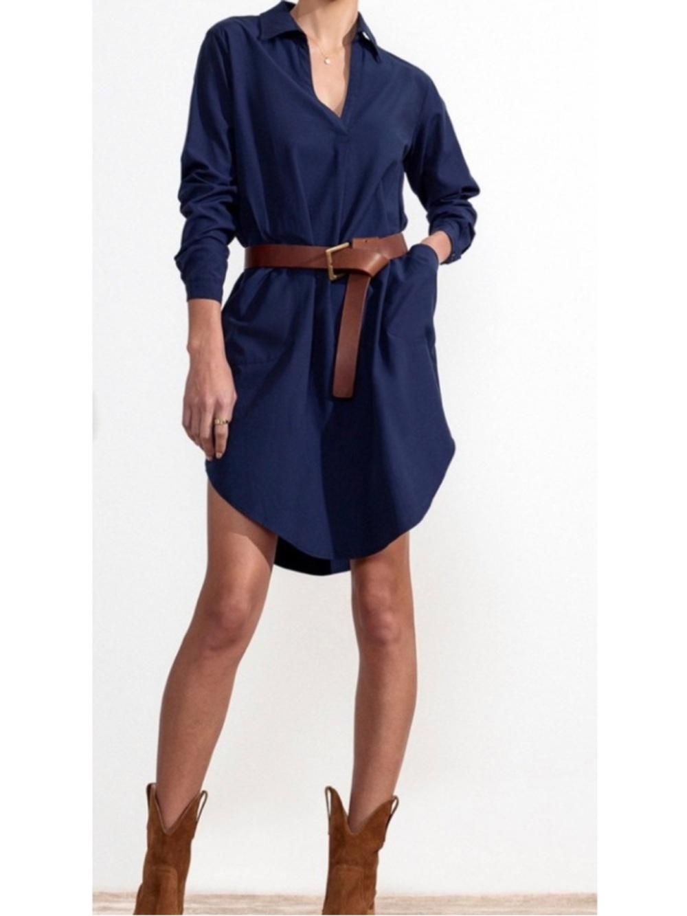 Brochu Walker The Ives Popover Navy Long Sleeve Dress. New without tags.